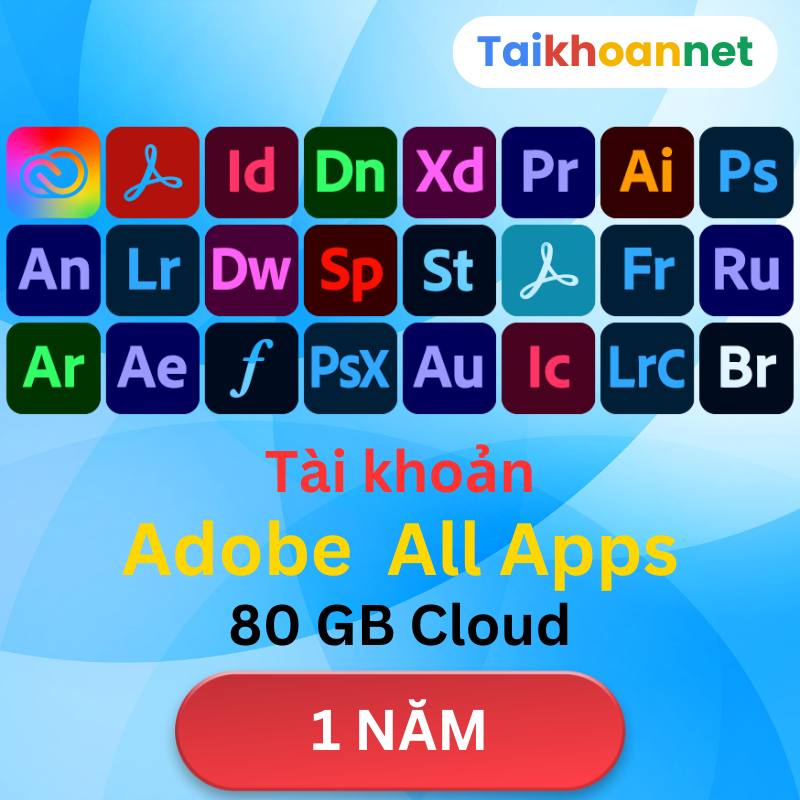 Tài khoản Adobe full apps 80gb 1 năm