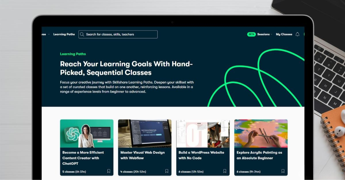 Giao diện Skillshare Premium – nền tảng học sáng tạo và kỹ năng nghề nghiệp trực tuyến.