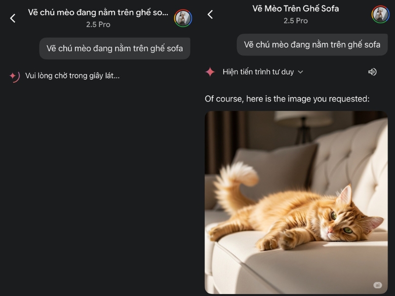 Đợi vài giây để Gemini tạo ảnh